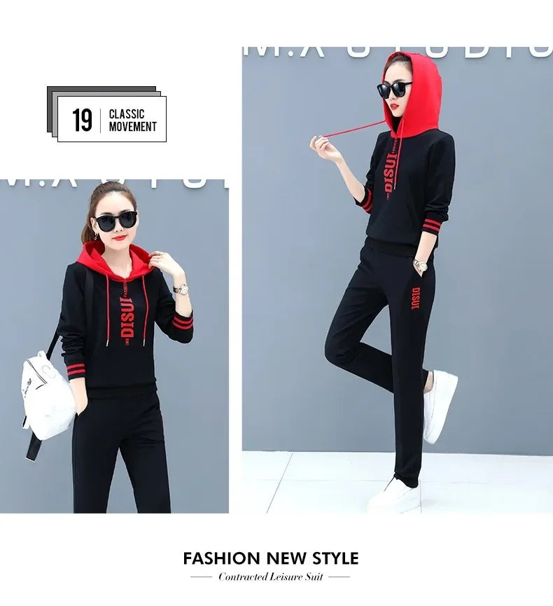 Plus Size Fashionable Women's Spring Autumn 2024 New Loose-fit Slimming Casual Sweatshirt Sport Suit 2-piece Set Korean Style