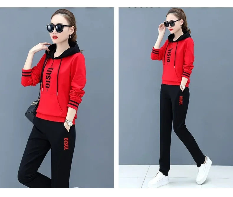 Plus Size Fashionable Women's Spring Autumn 2024 New Loose-fit Slimming Casual Sweatshirt Sport Suit 2-piece Set Korean Style