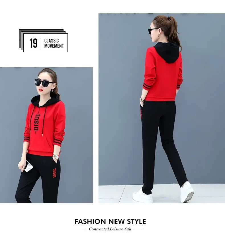 Plus Size Fashionable Women's Spring Autumn 2024 New Loose-fit Slimming Casual Sweatshirt Sport Suit 2-piece Set Korean Style