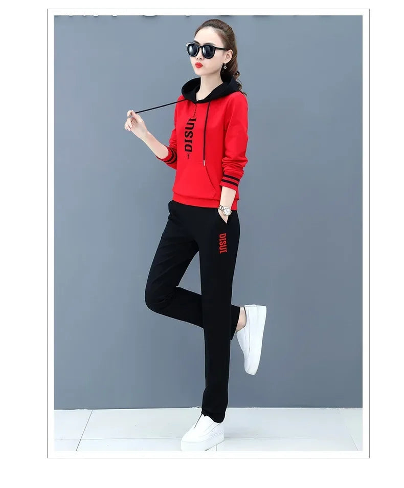 Plus Size Fashionable Women's Spring Autumn 2024 New Loose-fit Slimming Casual Sweatshirt Sport Suit 2-piece Set Korean Style