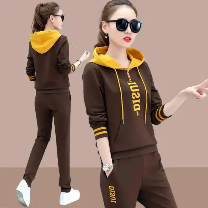 Plus Size Fashionable Women's Spring Autumn 2024 New Loose-fit Slimming Casual Sweatshirt Sport Suit 2-piece Set Korean Style