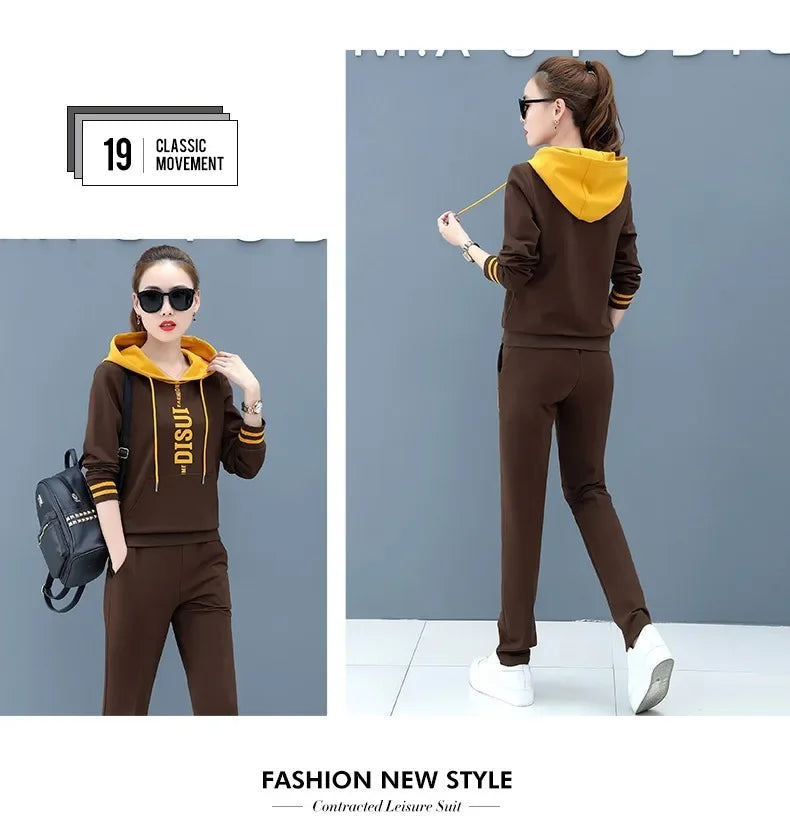 Plus Size Fashionable Women's Spring Autumn 2024 New Loose-fit Slimming Casual Sweatshirt Sport Suit 2-piece Set Korean Style