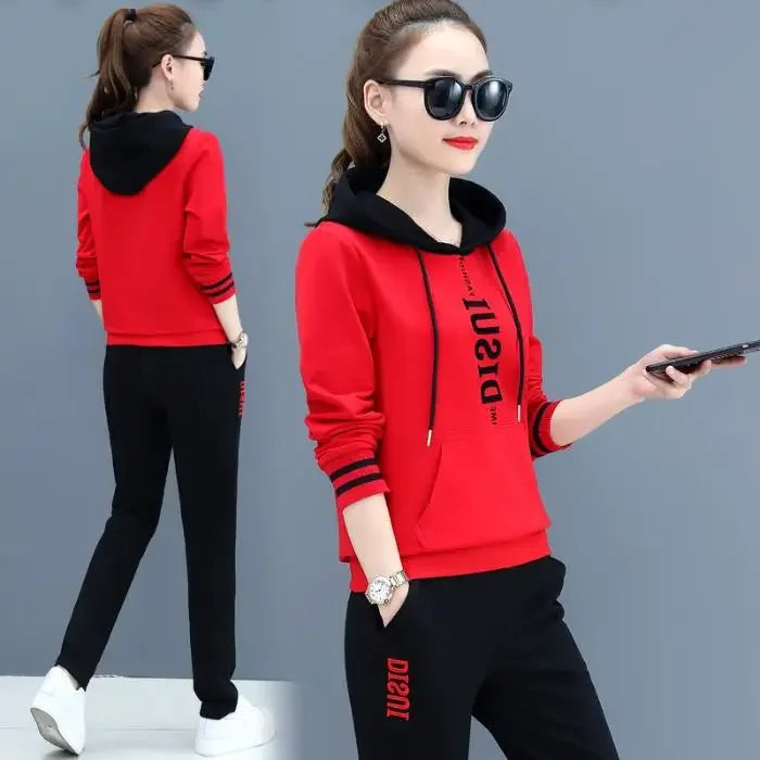 Plus Size Fashionable Women's Spring Autumn 2024 New Loose-fit Slimming Casual Sweatshirt Sport Suit 2-piece Set Korean Style