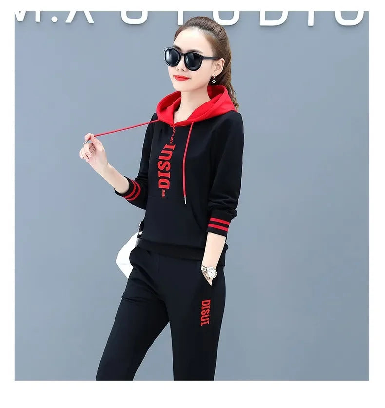 Plus Size Fashionable Women's Spring Autumn 2024 New Loose-fit Slimming Casual Sweatshirt Sport Suit 2-piece Set Korean Style