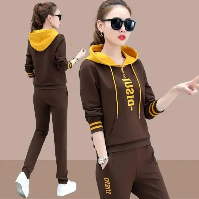 Plus Size Fashionable Women's Spring Autumn 2024 New Loose-fit Slimming Casual Sweatshirt Sport Suit 2-piece Set Korean Style