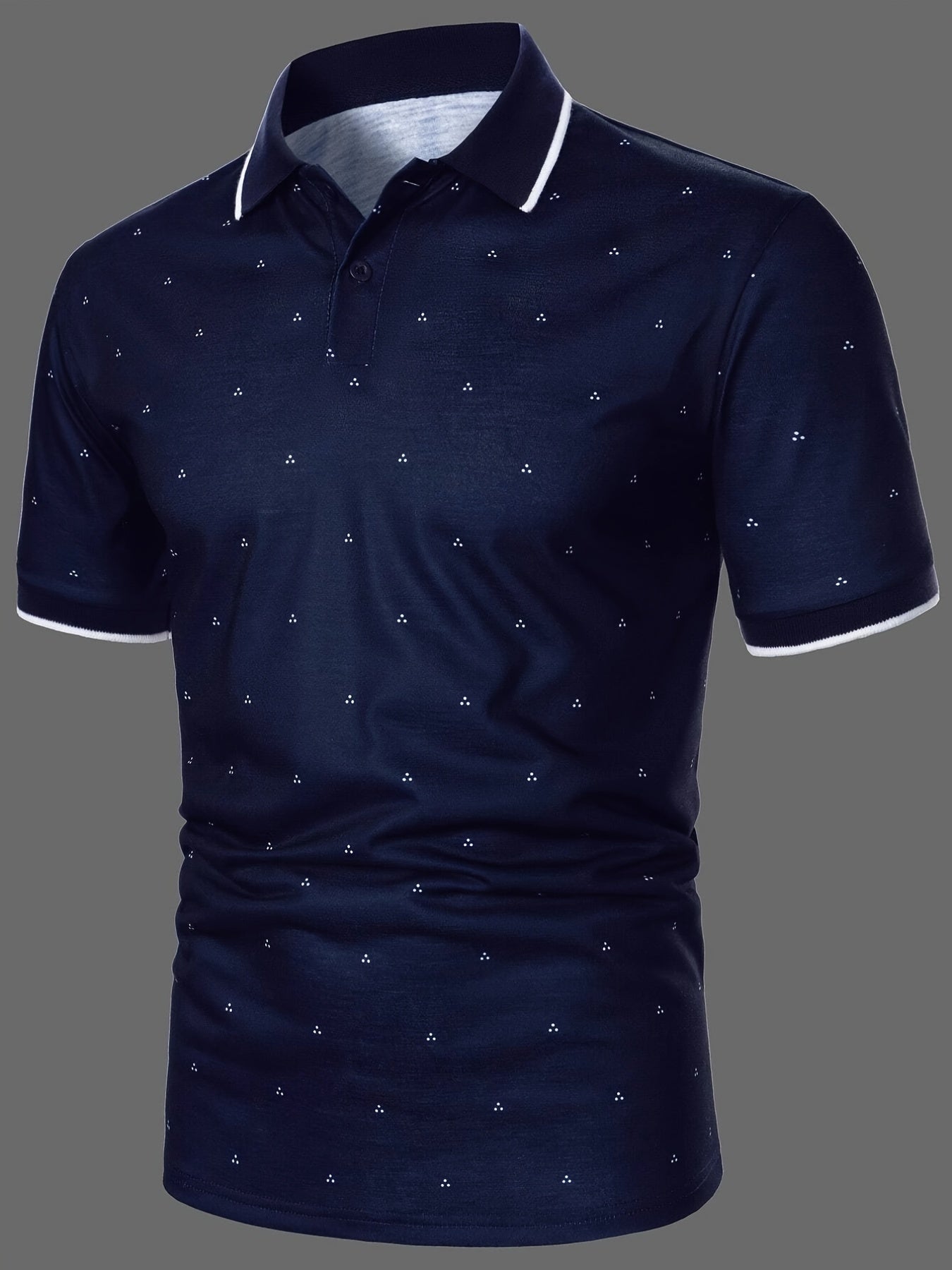 Men's Shirts, Casual Navy Blue Slim Fit Lapel Button Up Shirt