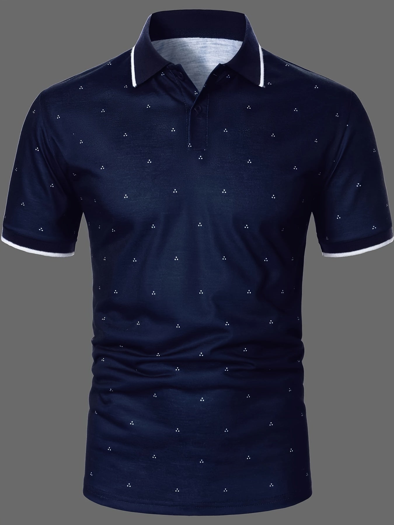 Men's Shirts, Casual Navy Blue Slim Fit Lapel Button Up Shirt