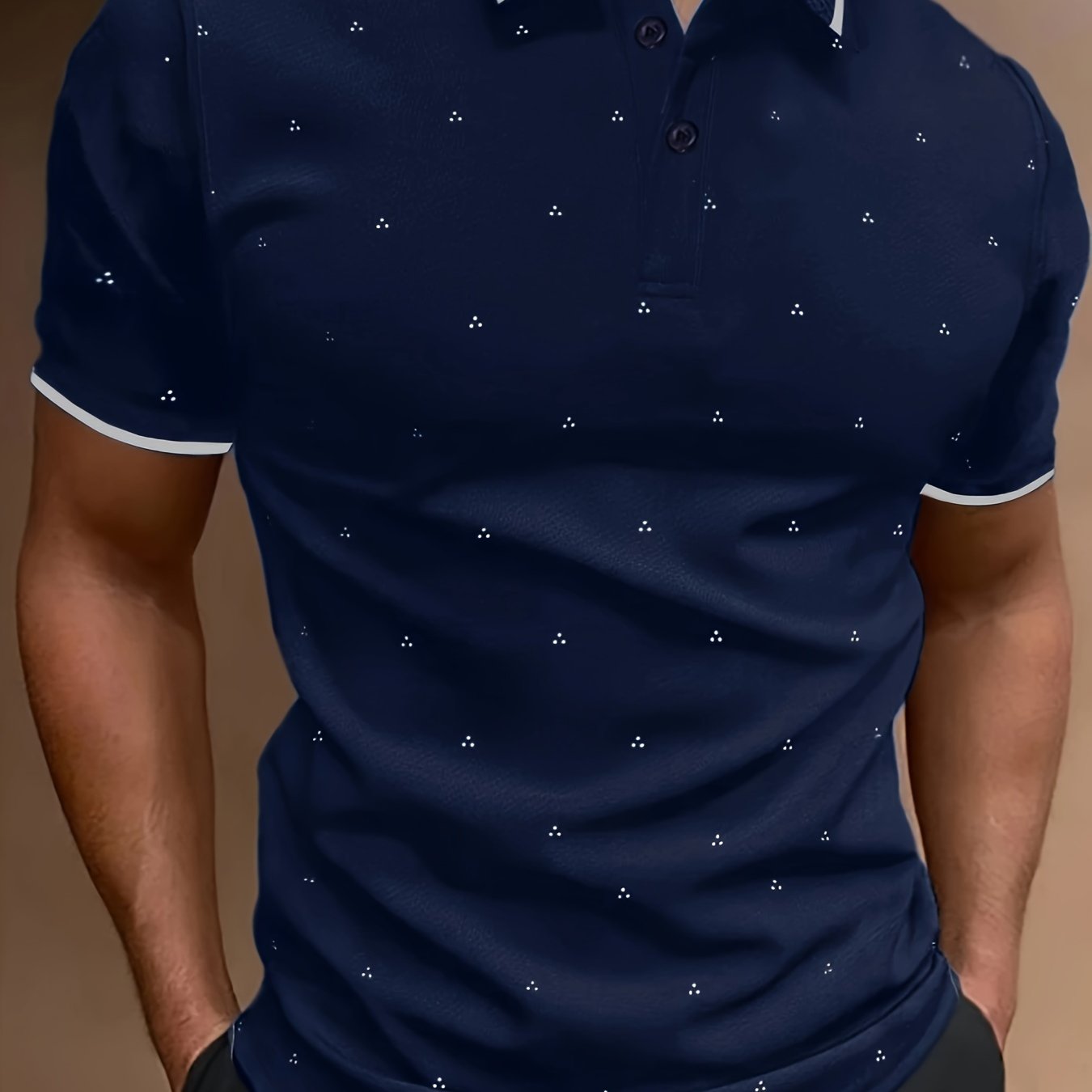 Men's Shirts, Casual Navy Blue Slim Fit Lapel Button Up Shirt