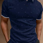 Men's Shirts, Casual Navy Blue Slim Fit Lapel Button Up Shirt