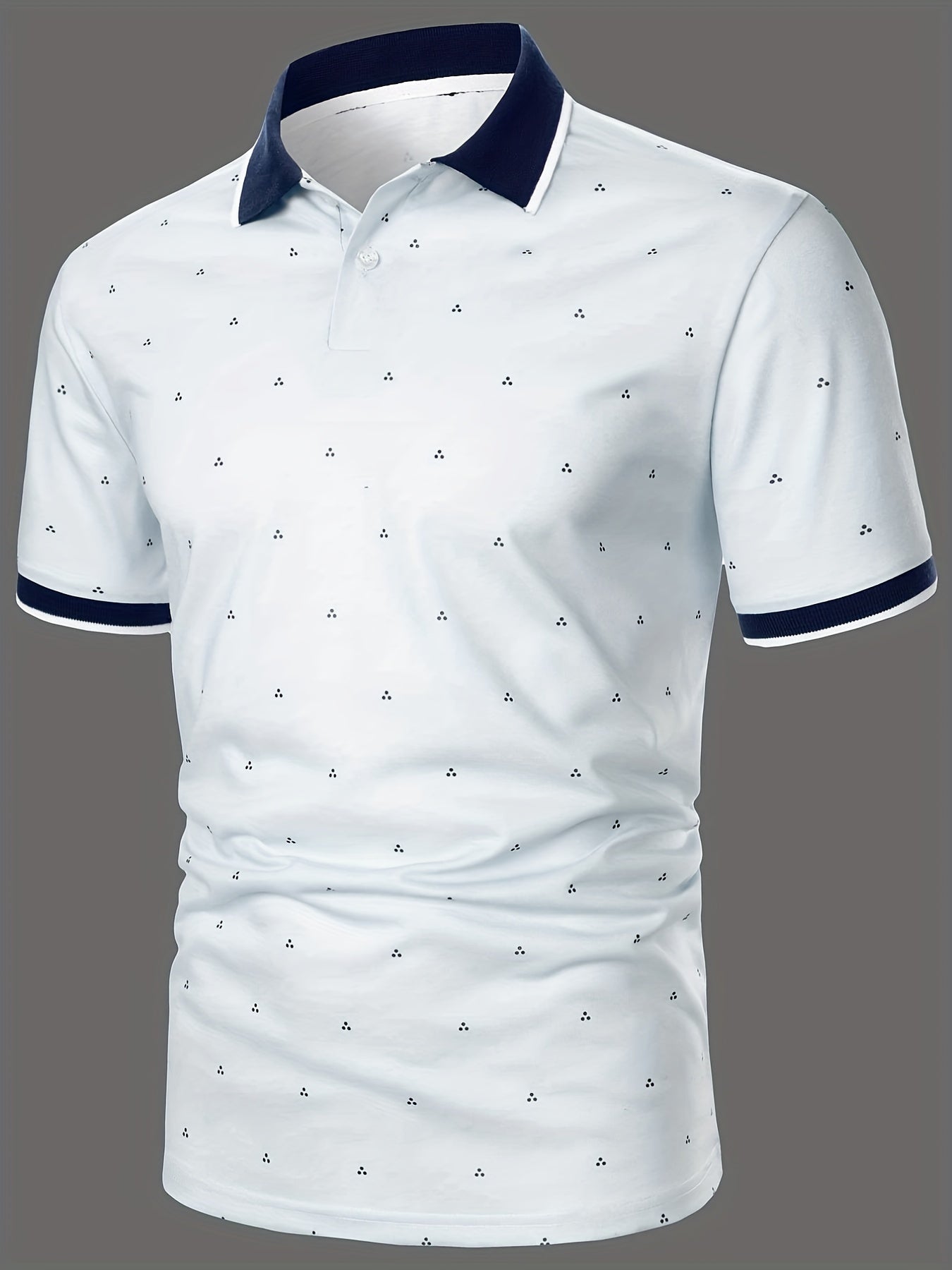 Men's Shirts, Casual Navy Blue Slim Fit Lapel Button Up Shirt