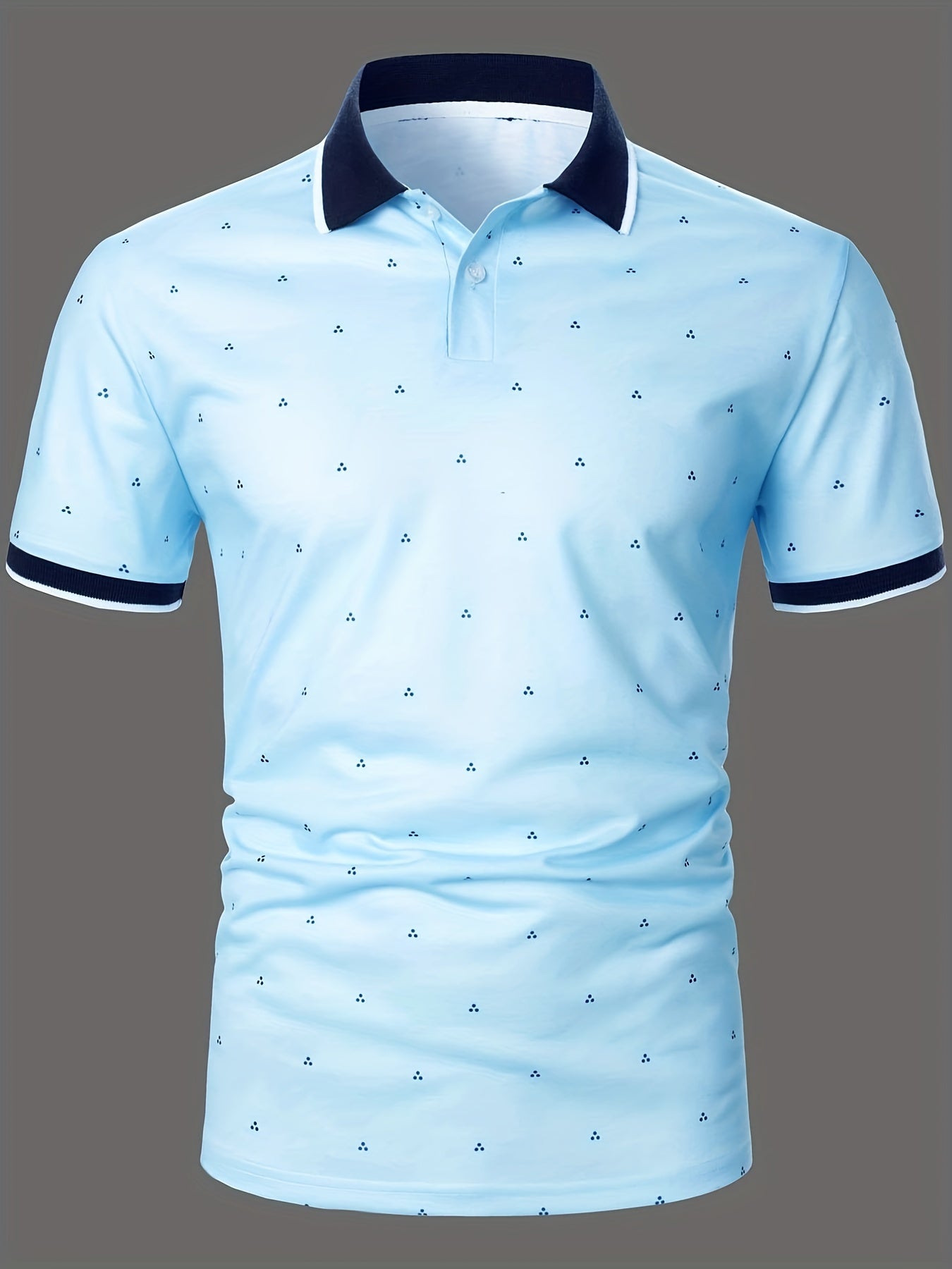 Men's Shirts, Casual Navy Blue Slim Fit Lapel Button Up Shirt