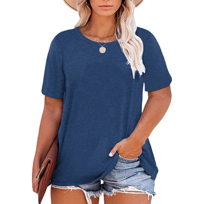 Plus Size Summer T Shirts Women Tops Short Sleeve Round Neck Casual Loose Fit Tee Tshirts Tunic