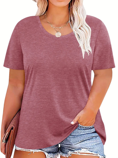 Plus Size Summer T Shirts Women Tops Short Sleeve Round Neck Casual Loose Fit Tee Tshirts Tunic