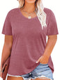 Plus Size Summer T Shirts Women Tops Short Sleeve Round Neck Casual Loose Fit Tee Tshirts Tunic