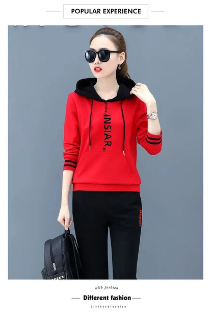 Plus Size Fashionable Women's Spring Autumn 2024 New Loose-fit Slimming Casual Sweatshirt Sport Suit 2-piece Set Korean Style