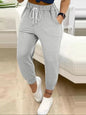 Plus size European and American cross-border  autumn and winter new casual solid color pocket leggings