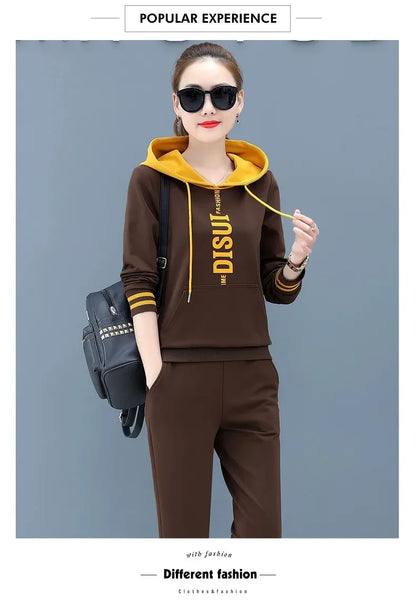 Plus Size Fashionable Women's Spring Autumn 2024 New Loose-fit Slimming Casual Sweatshirt Sport Suit 2-piece Set Korean Style