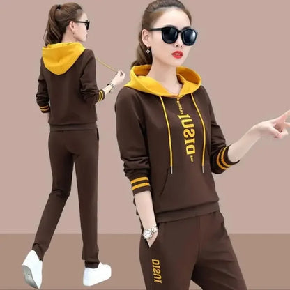 Plus Size Fashionable Women's Spring Autumn 2024 New Loose-fit Slimming Casual Sweatshirt Sport Suit 2-piece Set Korean Style