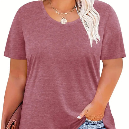 Plus Size Summer T Shirts Women Tops Short Sleeve Round Neck Casual Loose Fit Tee Tshirts Tunic