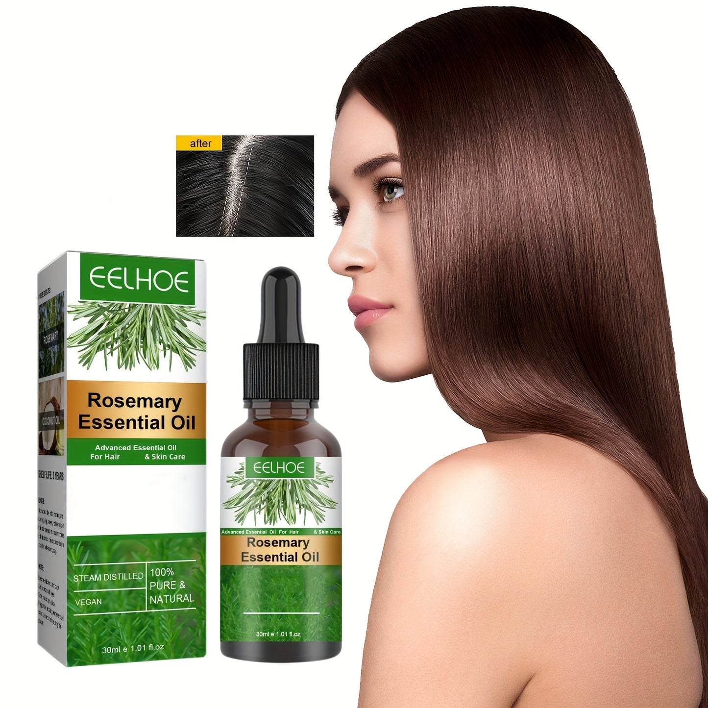 30ml Refreshing Rosemary Essential Oil For Hair Care - Strengthens, And Revitalizes Scalp - Perfect For Men And Women, with plant squalane