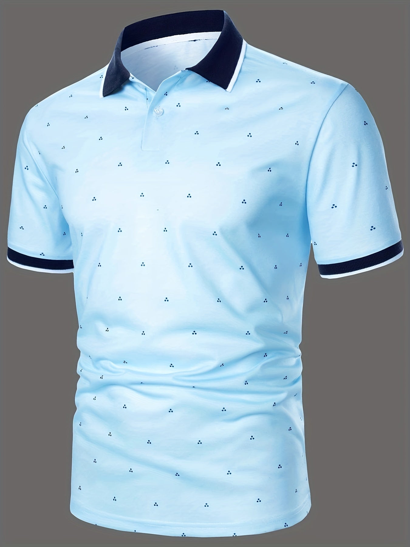 Men's Shirts, Casual Navy Blue Slim Fit Lapel Button Up Shirt