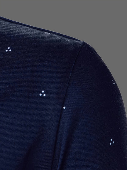 Men's Shirts, Casual Navy Blue Slim Fit Lapel Button Up Shirt