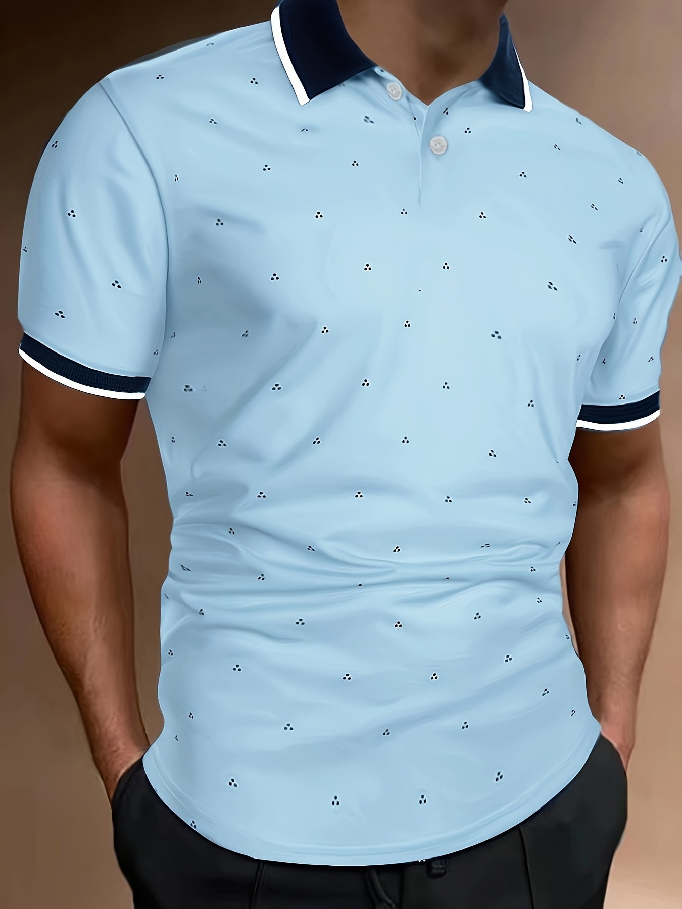 Men's Shirts, Casual Navy Blue Slim Fit Lapel Button Up Shirt